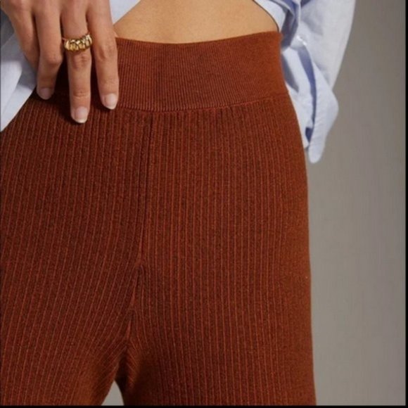 Pilcro Anthropologie L NWT Ochre Rust Knit Sweater Flare Bell Bottom Pants - Picture 7 of 7
